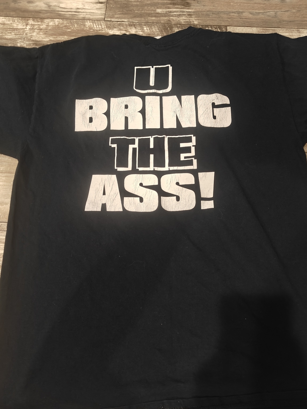 Gildan Black T-Shirt with White 'WE BRING THE WHUPPIN'' Graphic